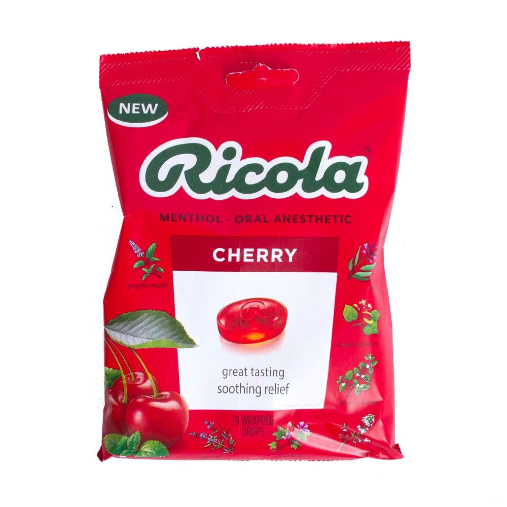 Medicine/Pain Relief, Health & Beauty, Ricola, Cherry, Cough Drops, 19 count, Bag, 807321